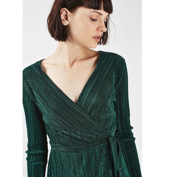 Topshop Green Pleated Dress - Picture 6 of 12